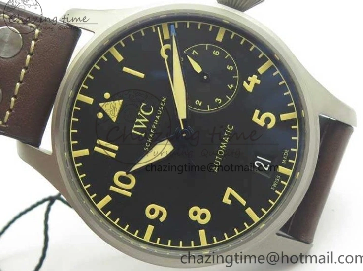 MIROTIME 0306 Big Pilot IW501004 Titanium ZF 1:1 Best Edition Black Dial On Brown Leather Strap A ZeroBulk 7212